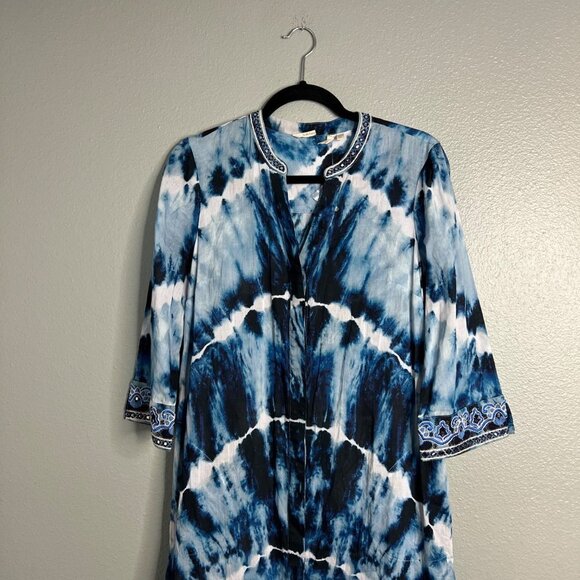NWOT Soft Surroungings Sea Sprite Tie Dye Maxi Dress Embroidered Embellished XS - Picture 5 of 14